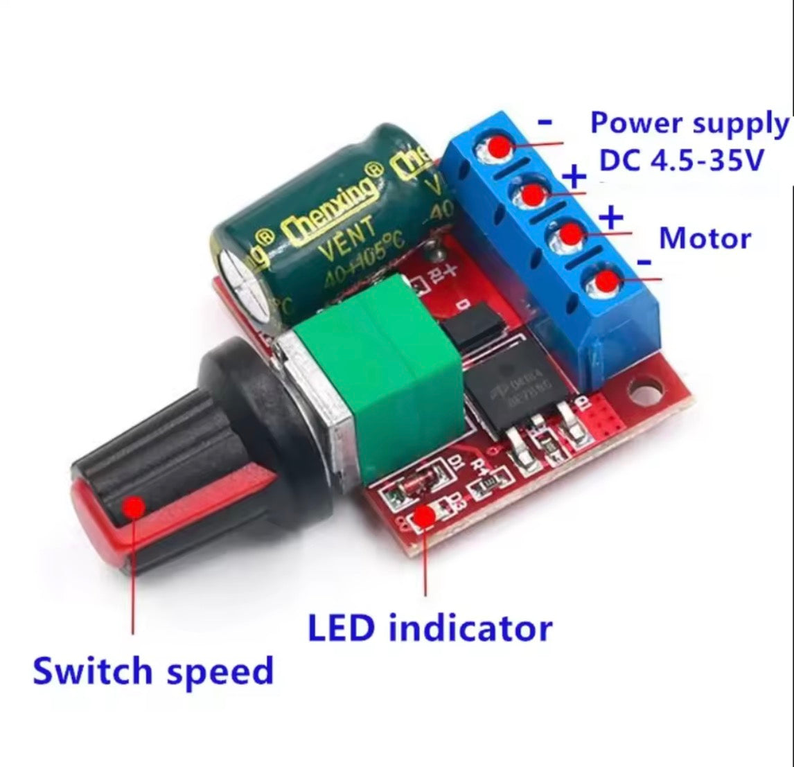 Controlador de velocidad y de intensidad DC Módulo de 24V, 5A, 90W, PWM, 12V, CC, DC-DC, 4,5 V-35V