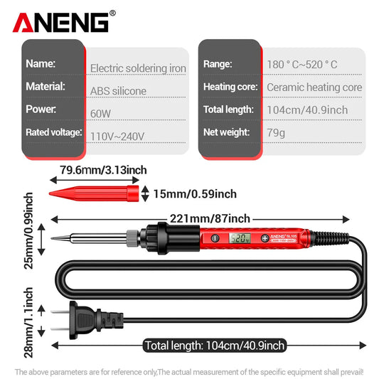 ANENG SL104/SL105 Electric Soldering Iron Professional Digital Display Adjustable Temperature Portable Kit Welding Solder Repair