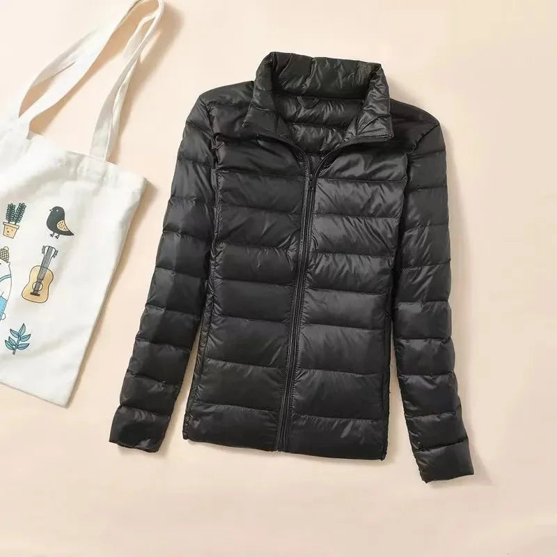 New Women Ultralight Thin Short Quilted Duck Down Jacket Lady Puffer Parkas Overcoat Autumn Winter Female Portable Outwear Coats