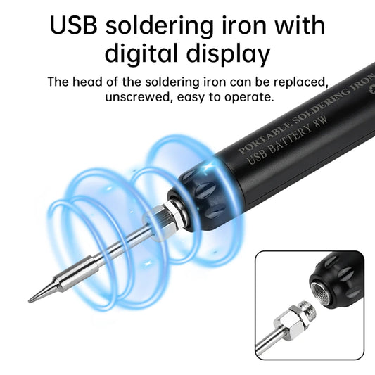510 USB Intelligent Temperature Adjustable Soldering Iron Kit Portable Type C Mini 200-450 ℃ Digital Display Soldering Iron Set