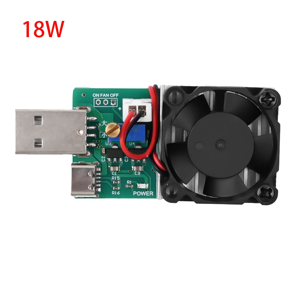 18W 22.5W Electronic Test Load Resistor USB Interface Battery Discharge Capacity Tester with Fan Adjustable Current Module Tool