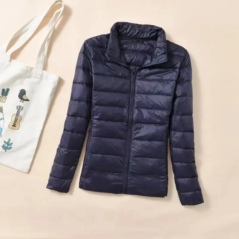 New Women Ultralight Thin Short Quilted Duck Down Jacket Lady Puffer Parkas Overcoat Autumn Winter Female Portable Outwear Coats