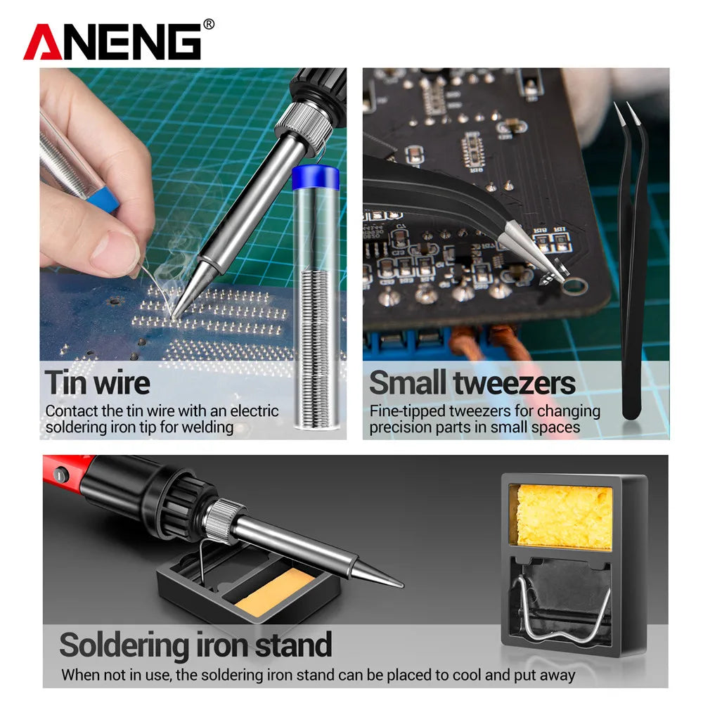ANENG SL104/SL105 Electric Soldering Iron Professional Digital Display Adjustable Temperature Portable Kit Welding Solder Repair