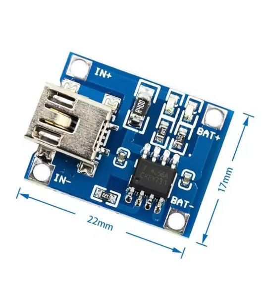 Cargador de baterías Módulo de cargador de batería de litio, placa de carga con protección, funciones duales, Mini USB 5V, 1A, 18650,