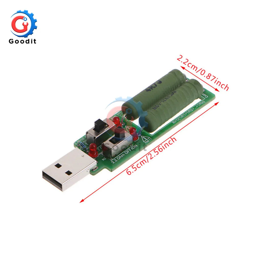 Resistor USB dc Electronic Load With Adjustable Switch 1A 2A Current Capacity Discharge Voltage  LED Battery Tester Resistance