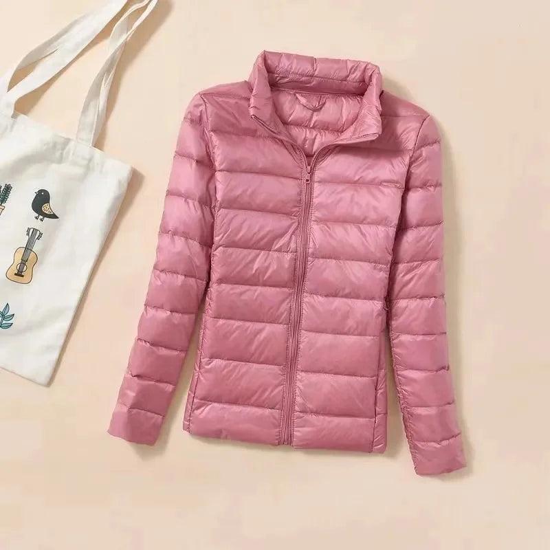 New Women Ultralight Thin Short Quilted Duck Down Jacket Lady Puffer Parkas Overcoat Autumn Winter Female Portable Outwear Coats