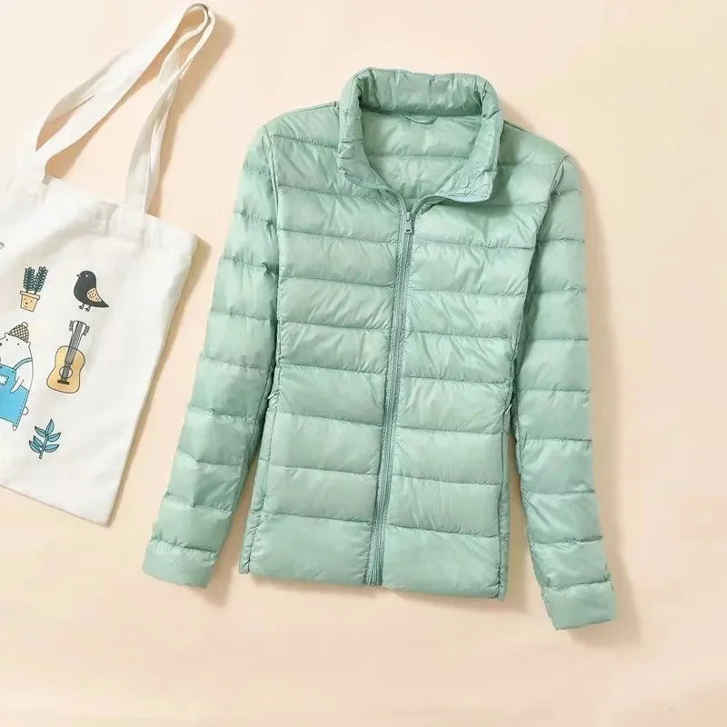 New Women Ultralight Thin Short Quilted Duck Down Jacket Lady Puffer Parkas Overcoat Autumn Winter Female Portable Outwear Coats