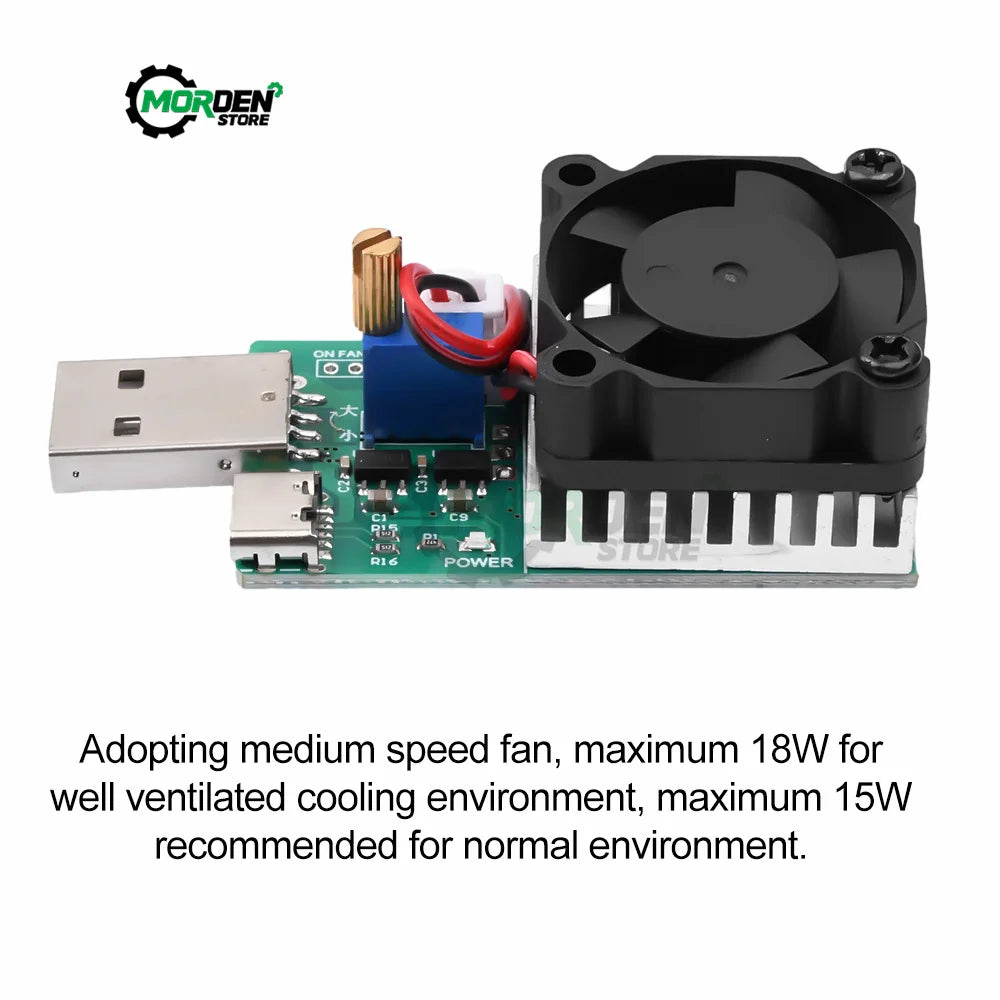 18W 22.5W Electronic Test Load Resistor USB Interface Battery Discharge Capacity Tester with Fan Adjustable Current Module Tool