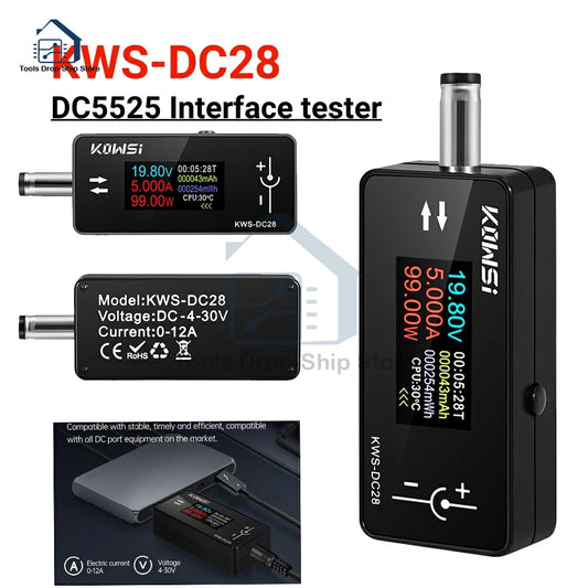 KWS-DC28 Type-C Tester DC Digital Voltmeter Amperimetro Current Voltage Meter Amp Volt Ammeter Power Bank Charger indicator