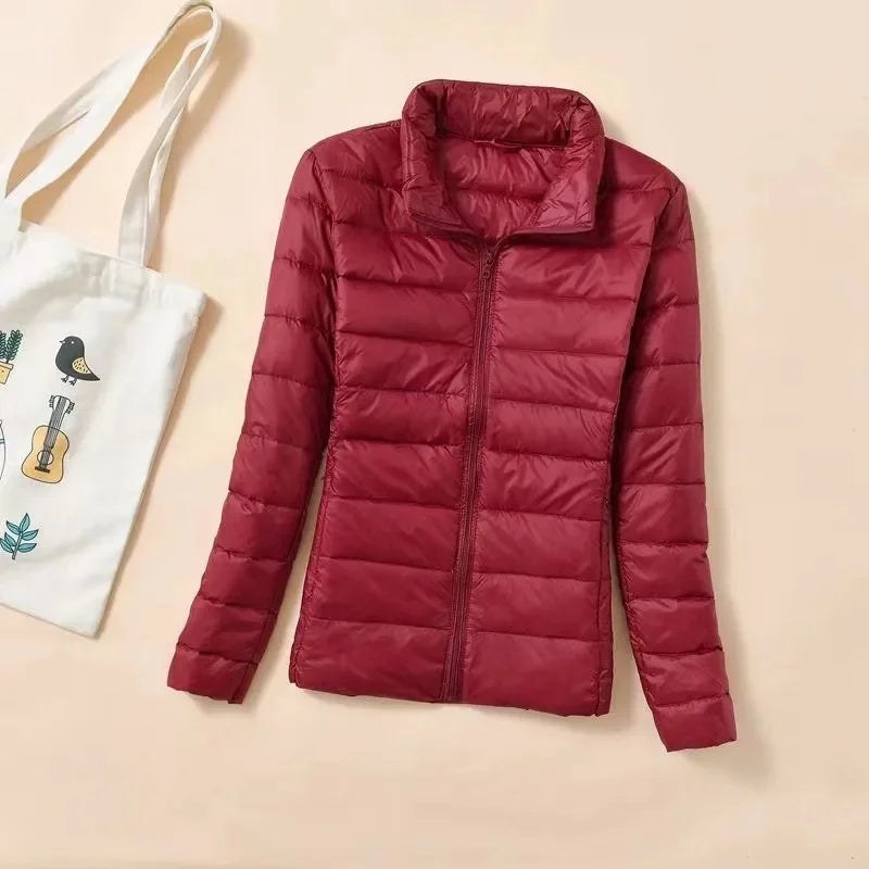 New Women Ultralight Thin Short Quilted Duck Down Jacket Lady Puffer Parkas Overcoat Autumn Winter Female Portable Outwear Coats