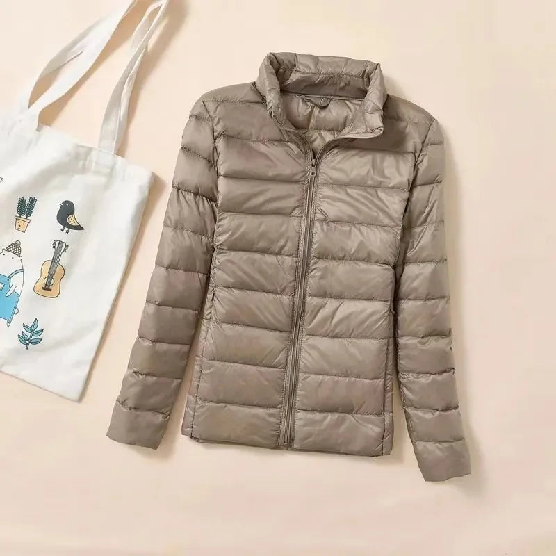 New Women Ultralight Thin Short Quilted Duck Down Jacket Lady Puffer Parkas Overcoat Autumn Winter Female Portable Outwear Coats