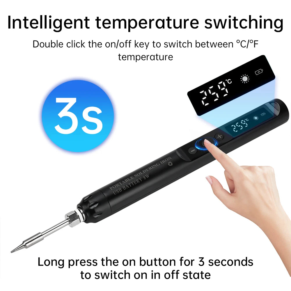 510 USB Intelligent Temperature Adjustable Soldering Iron Kit Portable Type C Mini 200-450 ℃ Digital Display Soldering Iron Set