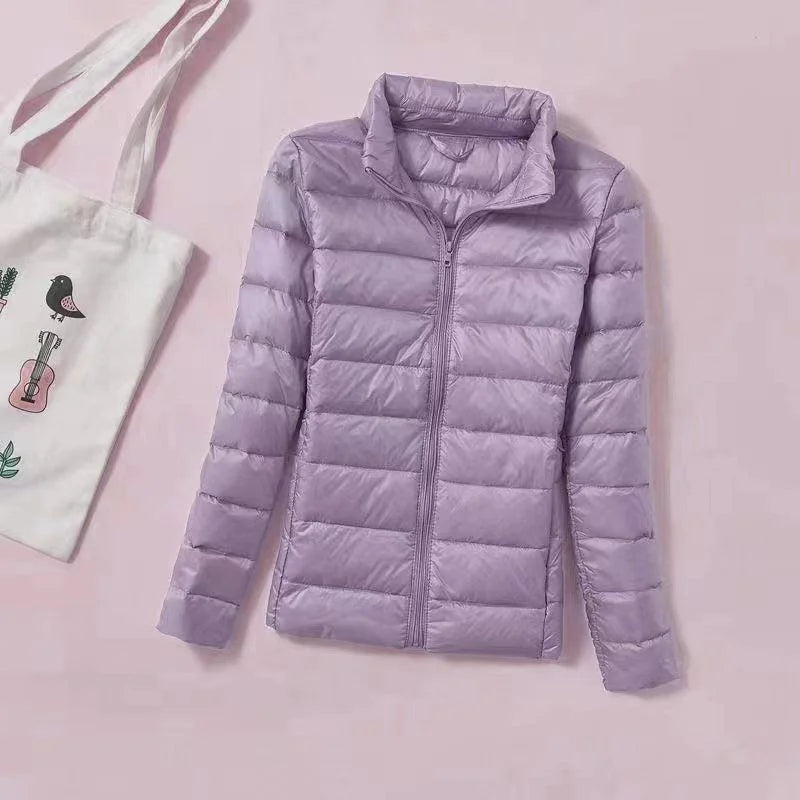 New Women Ultralight Thin Short Quilted Duck Down Jacket Lady Puffer Parkas Overcoat Autumn Winter Female Portable Outwear Coats