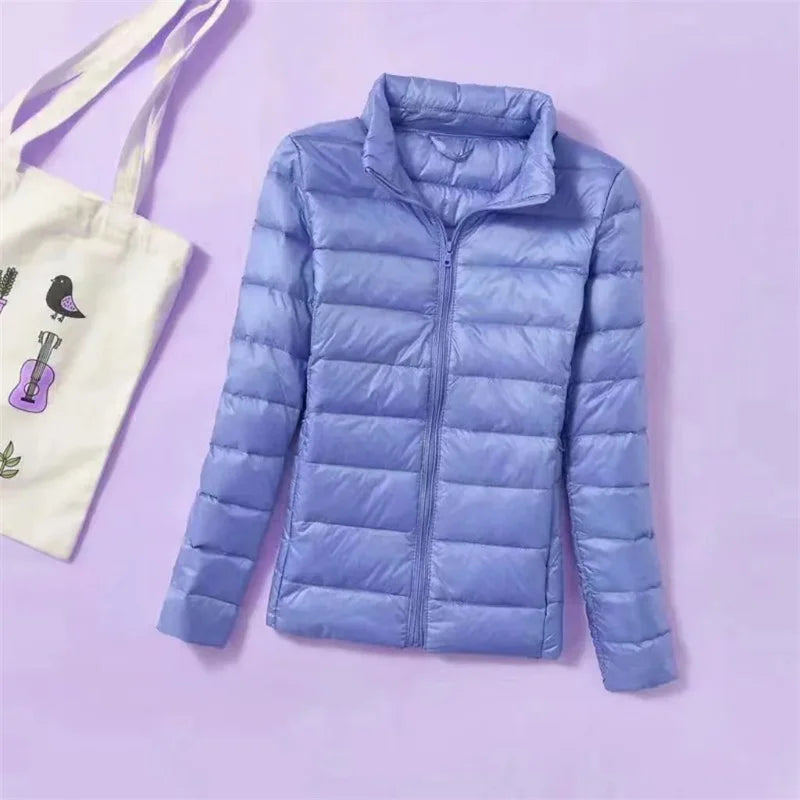 New Women Ultralight Thin Short Quilted Duck Down Jacket Lady Puffer Parkas Overcoat Autumn Winter Female Portable Outwear Coats