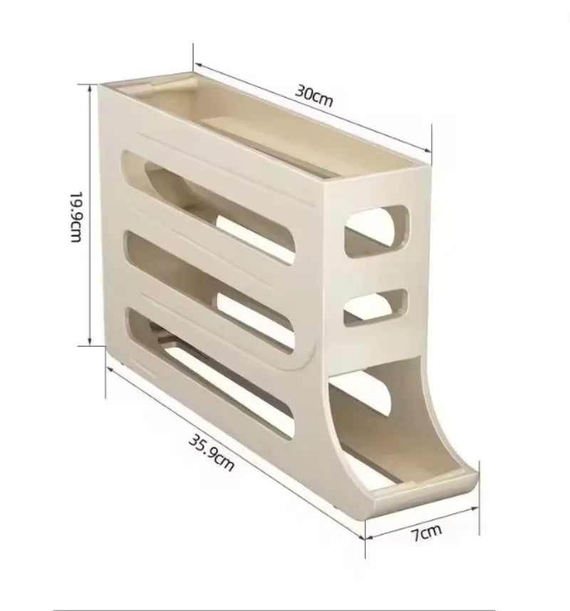 Eggs Holder for Fridge,4 Tiers Auto Rolling Fridge Egg Organizer,Space-Saving Egg Dispenser Holder,Holds 30 Eggs,Kitchen