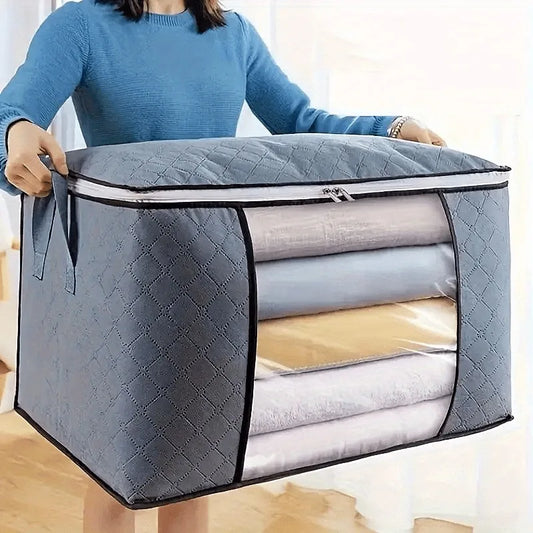 Extra Large Handle Storage Bag - Portable Clothing and Quilt Organizing Bag with Window, Durable Polyester Material, Suitable fo