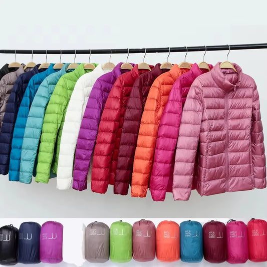 New Women Ultralight Thin Short Quilted Duck Down Jacket Lady Puffer Parkas Overcoat Autumn Winter Female Portable Outwear Coats