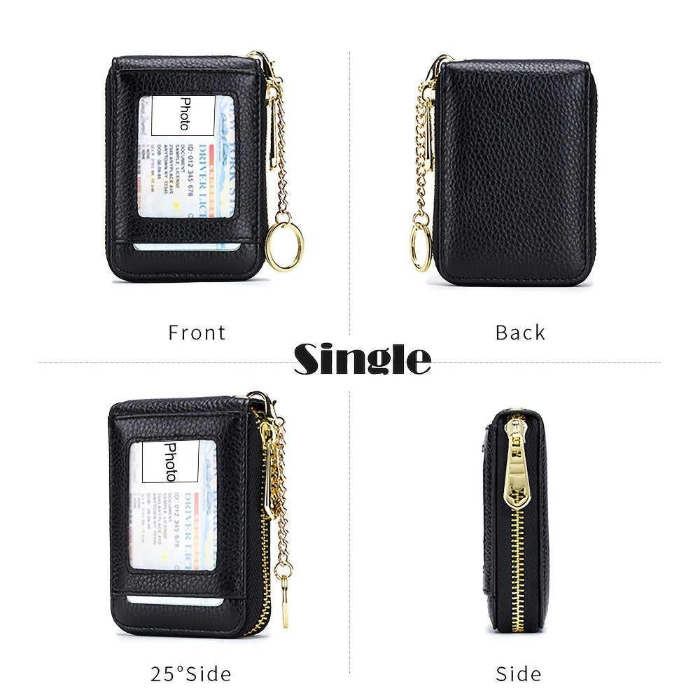RFID Credit Card Holder, Casual Multi-compartment Wallet, Simple Zip Around Card Case